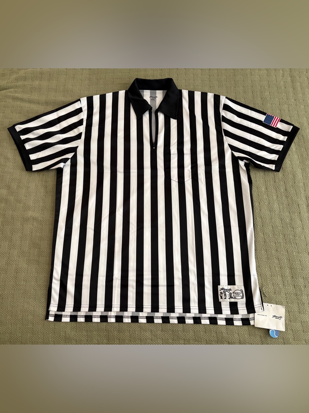 Men's Black and White Striped Referee Jersey Honig’s Whistlestop Officials 4XL